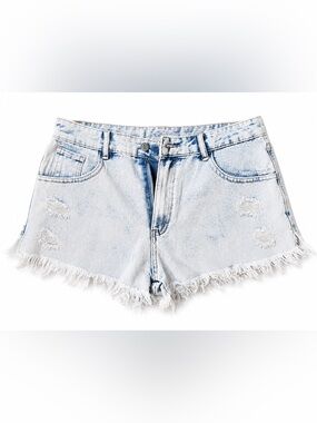 SHEIN Light Blue Distressed Denim Shorts